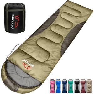 0 Degree Winter Sleeping Bags for Adults Camping (450GSM) - Temp Range (5F32F) Portable Waterproof Compression Sack- Camping Sleeping Bags for Big and Tall in Env Hoodie: Backpacking Hiking 4 Season (Military Green)