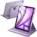 JETech Rotating Case for iPad Air 13-Inch M4/M3/M2 (2026/2025/2024) with Pencil Holder, 360 Degree Rotation Protective Stand Cover Clear Back, Auto Wake/Sleep (Purple)