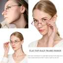Viseng Half Frame Reading Glasses for Women Men Slim Half Moon Lens Readers Metal Semi Rimless eyewear +2.5