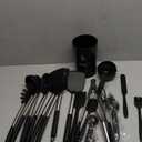 Large Silicone Cooking Utensils Set - Heat Resistant Kitchen Utensils Sets,Spatula,Spoon,Turner Tongs,Brush,Whisk,Stainless Steel Silicone Cooking Utensil for Nonstick Cookware Dishwasher Safe (Black)