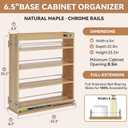 Pull Out Spice Rack Organizer for Cabinet (6.5" W x 22.3" D x 25.2" H), Sliding Spice Rack for Kitchen Cabinet, Wood Pull Out Cabinet Organizer for Multi-Use
