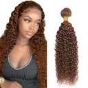 Curly Bundles Human Hair 12 Inch Color #30 Light Brown Single Bundle Human Hair Kinkycurly Weave 100g Per 1 Bundle Virgin Hair Extensions for Black Woman