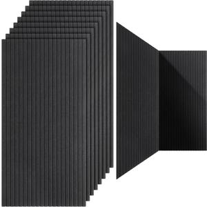 Woanger 10 Pack 47x24 Inch Black Acoustic Panels, Self Adhesive Acoustic Ceiling Panels, Decorative Sound Absorbing Foam Wall Panel Soundproof Wall Art for Bedroom Home Office Interior Walls Decor
