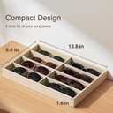 pickpiff Drawer Sunglass Organizer & Display Tray: 1 Pcs 8 Grids Velvet Scratch-Free Eyeglasses Case (13.8x9.4x1.6inch) - Soft Beige Glasses Storage Holder Box for Men & Women