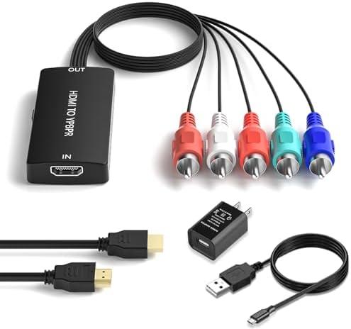 Dingsun HDMI to Component Converter HDMI to YPbPr Component RGB + R/L Audio Adapter Support 720/1080P, HDMI Converter for Apple TV, PS3/PS4, WII, Xbox, Fire Stick, Roku, DVD Players ect.