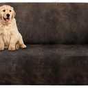 molasofa Loveseat Covers - Couch Cover for Leather Couches, Soft and Washable Loveseat Covers with Leather-Like Quality. Non-Pilling, Non-Slip 1-Piece Couch Cover for Pets and Kids (02 Dark Brown)