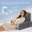 Kayfia Reading Pillow, 10 in 1 Back Pillow for Bed Sitting up with Detachable Arms Rest, Back Rest with Gel Memory Foam, Reading/Gaming/Working in Bed or Couch 19", Gray