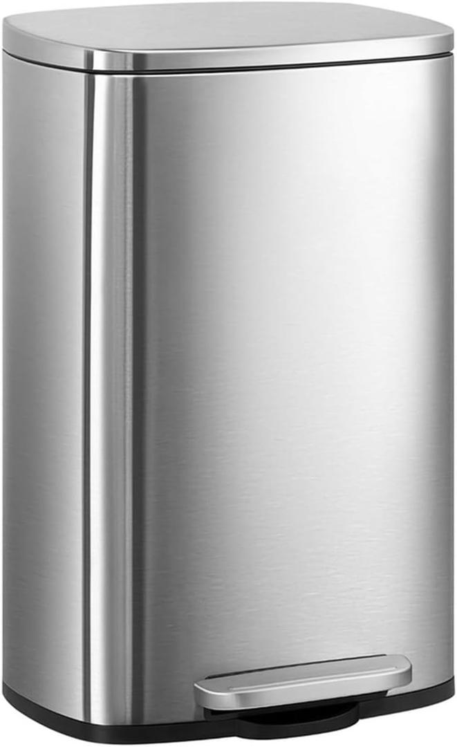 Garbage Can Rectangular Trash Can with Soft-Close Foot Pedal for Bathroom Living Room Wastepaper Basket(Large)