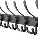 Coat Rack Wall Mount with 8 Tri Hooks, Stainless Steel 24 Inch Black Matte Finish, Heavy Duty Wall Mounted Hook Rack for Coats, Hats, Towels, Scarfs, Robes, Bags, Entryway & Bathroom