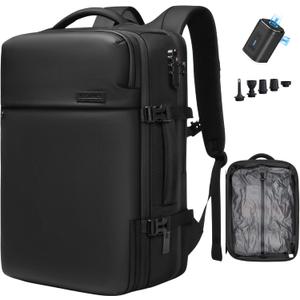 Vacuum Travel Backpack, 70L Expandable Air Vacuum Backpack for Travel, Vacpack Travel Vacuum Bags with Pump, TSA Lock, USB Charging Port, Waterproof
