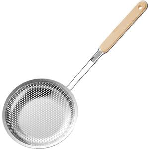 Stainless Steel and Wood Handle Strainer Spoon Set Fine Mesh Noodle Strainer for Soup Pot Oil Skimmer
