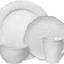 Pfaltzgraff French Lace White 16 Piece Dinnerware Set, Service for 4