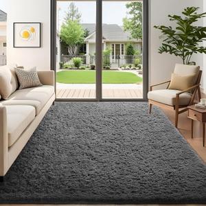 Ophanie 5x7 Area Rugs for Living Room Grey, Fluffy Shag Large Fuzzy Plush Soft Rug, Gray Shaggy Floor Big Carpets for Bedroom Nursery, Kids Home Decor Aesthetic