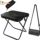 Portable Folding Stool 2-in-1 Camping Chair with Sling Bag Lightweight 12inch 264lbs Load Collapsible Stool Seat for Adults Outdoor Camping Fishing Hiking BBQ Travel RestBlack