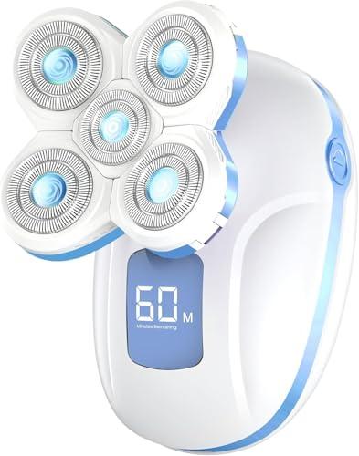 Electric Razors for Women Legs, Rechargeable Rotary Painless Shaver for Legs Bikini Facial Hair Removal, Body Wet/Dry Razor Water Resistant Grooming Kit, Cordless Womens Trimmer for Grooming, SkyBlue