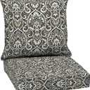 Arden Outdoor Deep Seat Cushion Set, 24 in x 24 in, Weather-Proof, Rain-Proof, Fade Resistant Patio Cushion for Chair, Sofa, and Couch Black Aurora Damask