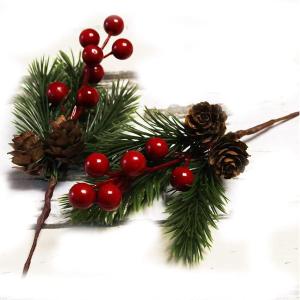 Pine Cone Red Berry Picks Stems Crafts Branch Christmas Wreath - 10Packs, Holly Artificial Evergreen Branches Tiny Pine Cones Picks Dcor Floral Picks for Christmas Flower Wreaths DIY Xmas Gifts