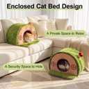 Cat House for Indoor Cats - Cute Cat Bed Cave, Tree Hole Cat Bed Tent for Kittens and Small Medium Pets with Removable Washable Cushion & Anti-Slip Bottom, Enclosed Kitten Bed Hideaway