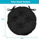 GUEGLSA Tufted Outdoor Bistro Chair Cushion, Waterproof Round Seat Cushion 15 inch, High UV Resistant Bistro Cushion for Patio Chair, (Black,1 Pcs)