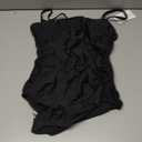 Ribbed One Piece Swimsuits for Women Button up Swimwear Tummy Control Retro Bathing Suits (Black, S)