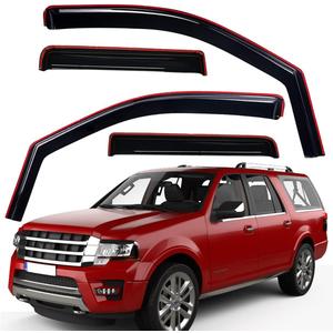Lightronic Extra Durable Clip-on in-Channel Auto Vent Window Visor, Fits 1997-2017 Ford Expedition, 1998-2017 Lincoln Navigator, UV Protection Rain Guard, Original Wind Deflector, Dark Smoke, 4Pcs