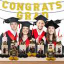 11PCS Prom 2025 Graduation Decorations Honeycomb Photo, Congrats Grad Banners and Table Honeycomb Photo Centerpiece Congratulate Graduation Table Toppers for Party Supplies