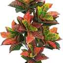 Briful 3.4ft Artificial Croton Tree Fall Decor, Faux Croton Tree with Colorful Variegated Leaves and Pot, Indoor & Outdoor Floor Plant, Home Farmhouse Decor