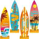 Blulu 4 Pcs Surfboard Decorations for Party Surfboard Beach Signs Welcome to Paradise Sign Tropical Bar Table Centerpieces Endless Summer Wood Decor Flip Flop Letters for Home Decor(Tropical Style) (8.27 x 2.4 Inch)