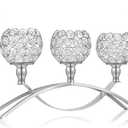 Silver Crystal Candle Holders Decorative Arch Candelabra 3-Arm Candlesticks Holder & 2 Glass Holders Table Centerpiece, Wedding, Party, Anniversary