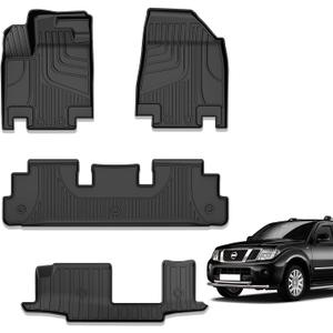 All Weather Floor Mats for 2025 2024 2023 2022 Nissan Pathfinder 8 Passenger/Infiniti QX60 7 Passenger, 1st & 2nd & 3rd Row Full Set, Heavy Duty Car Floor Liners-Black Pathfinder Accessories