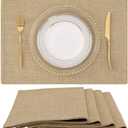 homing Cotton Linen Placemats Set of 4, Cloth Washable Farmhouse Dining Table Mats for Indoors & Outdoors, Easy to Clean, Linen, 13 x 19 Inch