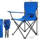 ZONEMEL Portable Camping Chair, Arm Rest Design, Fully Cushioned Seat and Back, Side Pocket, Cup Holder, and Carry Bag, Collapsible Chair for Camping, Saunas, Beach, Tailgates and Sports, Medium