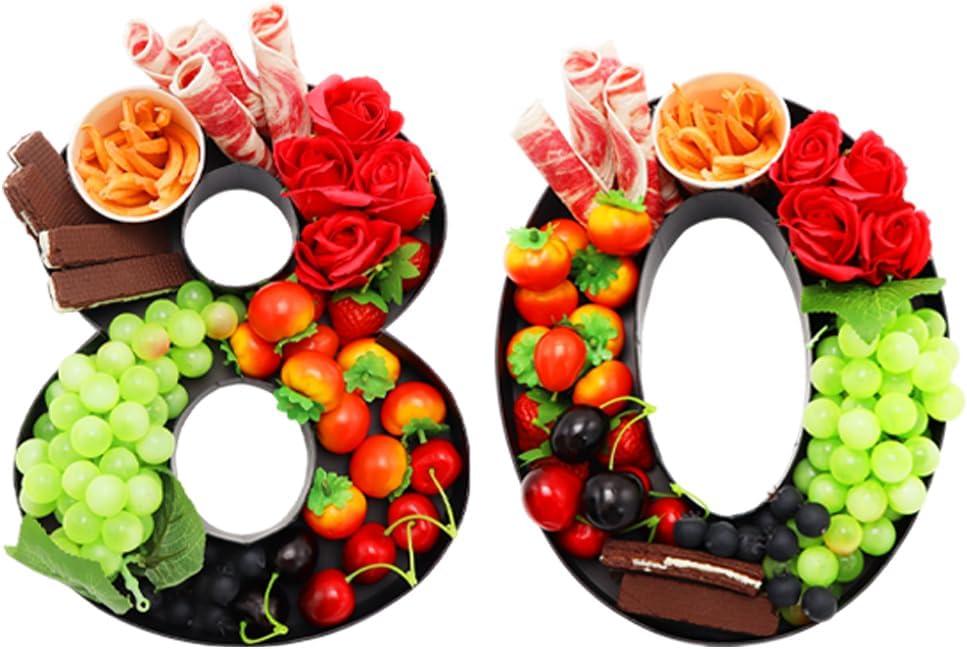 WENPACK 12inch Cardboard Number Fillable Cutouts Paper Mache for Charcuterie Sweet Food Birthday Treat (Black, 80)