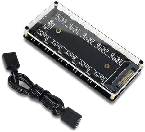 HATMINI 5V 3Pin ARGB LED Hub，10 Way 5V 3 Pin RGB Splitter Controller with Acrylic Shell and 3M Adhesive,Used to Expand The Motherboard ARGB Interface