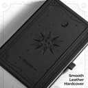 EMSHOI A5 College Ruled Notebook, 320 Numbered Pages 100GSM Ink-Proof Faux Leather Hardcover Lay-Flat Lined Journal for Work Office School Writing, SUN Design, Small 5.75" x 8.38", Black