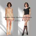 3 Pairs Shiny Knee High Stockings for Women 40 Denier Glossy Nylon Trouser Socks (Black)