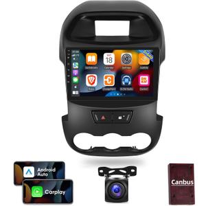 [2G+64G] Car Radio for Ford Ranger 2011-2015, 9 inch Android 13 Touch Screen Stereo, Carplay/Android Auto/Hi-Fi Audio/Wi-Fi/1080P/SWC/Bluetooth + AHD Backup Camera + MIC
