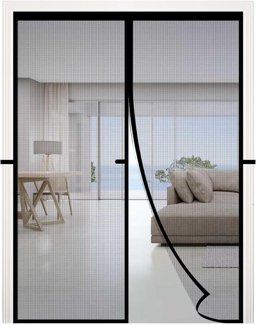 RELIANCER Fiberglass Magnetic Door Screen,Fit Door Size 34"x78",Auto Close Screen Door Mesh w/Magnets,Patio Doorway Net Screens,Self-Closing Doors Cover,Anti Mosquito Doorway Curtain,Mesh Partition