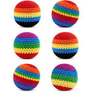 2 x 6 Packs Footbag, 2026 Upgraded Assorted Foot Bag Crochet Footbag for Kids Adults, Juggling Balls for Beginners, Multicolored Geometric Pattern
