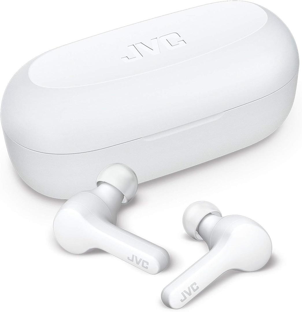 JVC Gumy Truly Wireless Earbuds Headphones, Bluetooth 5.0, Water Resistance(IPX4), Long Battery Life (up to 15 Hours) - HAA7TW (White)