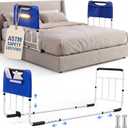 Double Bed Rail for Elderly Adults Safety, ASTM Compliant, Adjustable Bed Rail,U Bar with Sensor Light & Storage Pocket for Medical Bedside Safety Assisting Rails Fits Twin Full Queen Beds