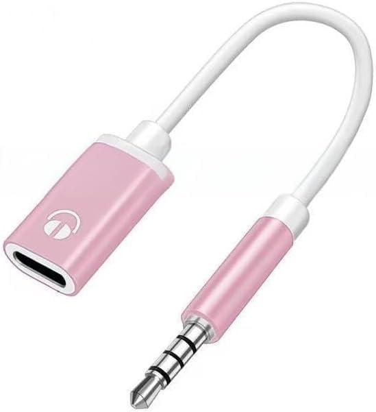 Pink Headphone Jack Adapter, 3.5mm Male to TypeC Female Audio Cable Cord, USB C to Aux Audio Dongle Cable Cord, Compatible with MP3 CD Players, Laptops, Tablets, Smartphone, Headphone Adapters