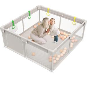 ZEEBABA Baby Playpen, Big Play Pen for Babies(59x59x27inch), Kids Safe Play Center for Babies and Toddlers, Baby Fence Gives Mommy a Break