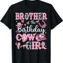 Brother Of The Birthday Cow-Girl Rodeo Brother Bday Party T-Shirt (Black, L)