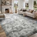 5x7 Ft Large Shag Rug for Living Room Bedroom,Tie-Dyed Ultra Soft Fluffy Furry Area Rug, Aesthetic Grey Carpet for Indoor Floor Home Decor