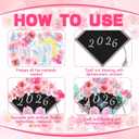 35 Pcs Graduation Cap Decorations Kits DIY Pink Faux Flower Heads 3D Butterfly Bow Ornament Adhesive Rhinestones Glitter Alphabet Letter Number Sticker for Grad Cap Topper Graduation Party DIY Crafts