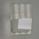 jinchan Striped Linen Valance Curtain Blackout Double Layer Valance for Windows 18 Inch Gray Striped Print Farmhouse Rustic Window Treatment for Kitchen Living Room Bedroom 1 Panel Grey on Beige