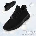 Black Sneakers for Women Tennis Walking Running Shoes Slip on Athletic Workout Breathable Non Slip Ladies Size 9.5