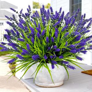 TSTWETO Artificial Plants Outdoor, 22 Pcs Fake Flowers UV Resistant Outdoor Artificial Lavender Flowers, Plastic Faux Plants for Porch Garden Planter Yard Window Box