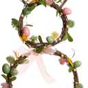 Easter Bunny Spring Wreath with Eggs, Branches, and Berries Green Bunny Easter Wreath, Suitable for Front Door Decoration, Family Farmhouse, Outdoor, Indoor Walls, Stove Windows (Green)